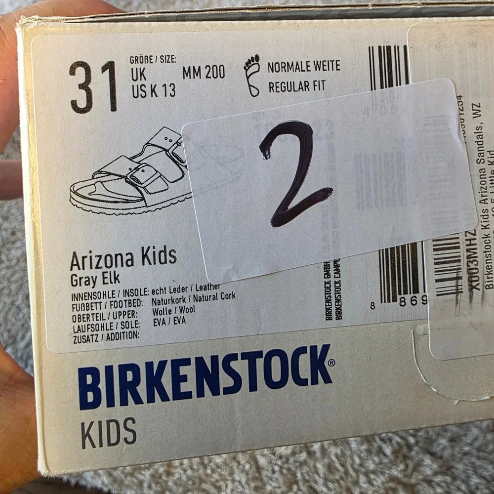 Birkenstock Arizona Kids Gray‎ Elk Felt Sandals US Size K13 EU 31 Buckle